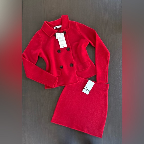 Zara Dresses & Skirts - Zara Scarlet Blazer and Skirt Ensemble